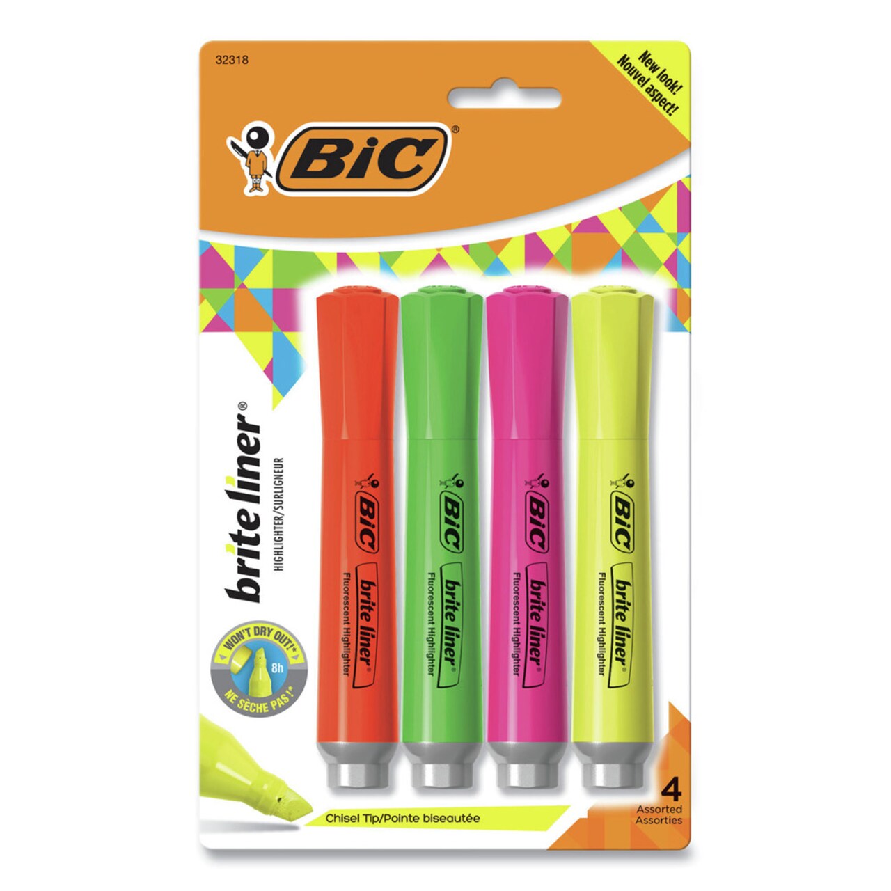 BIC Brite Liner Chisel Tip Tank-Style Highlighter - Assorted Ink/Barrel Colors (1-Set)